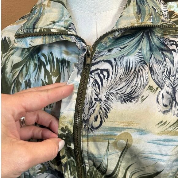 VTG EVR 90s Y2K Satin Jungle Safari Lightweight Windbreaker Jacket Women Size PS - Picture 6 of 16